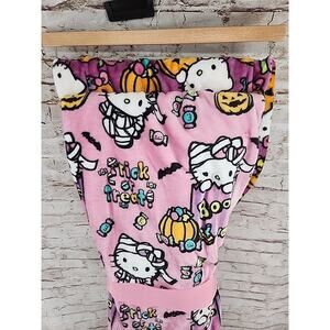 Set Of 2 Hello Kitty Halloween Skeleton Pumpkin Throw Blankets 50x70 Twin Sanrio